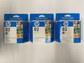 3 original HP Tinten 82 Cyan C4911A Magenta C4912A Yellow C4913A 69ml Rechnung