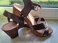 Tamaris Sandale Leder Gr. 41 Braun Absatz TOP-Zustand Sommer Plateau Sandalette