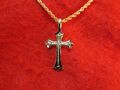 14 Karat Gold EP Kreuz Anhänger mit Einem 40.6cm-76.2cm Seilkette -2057