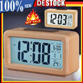 LED Holz Digital Wecker Tischuhr Temperatur Datum Snooze Alarm Clock Uhren