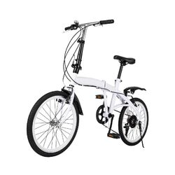 20 Zoll 6 Gang Faltrad Klappfahrrad 6 Gang Klapprad Faltrad Folding Fahrrad Weiß