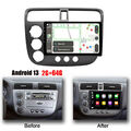 Für Honda Civic 2000-2005 9" Carplay Autoradio Android 13 GPS Navi WIFI 64GB+Cam