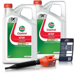 CASTROL 10 L LITER GTX 10W-40 A/B MOTOR-ÖL MOTOREN-ÖL### INKL. ÖLWECHSEL-ANHÄNGER + EINFÜLLTRICHTER ###