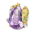 925 Sterlingsilber Ring Birne Amethyst Smaragd Rhodolith Handgefertigt Edelstein