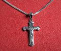 Kreuz Anhänger Jesus mit Kette Echt Silber 925 Längen frei wählbar Kommunion NEU