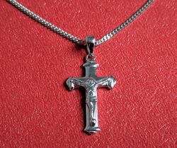 Kreuz Anhänger Jesus mit Kette Echt Silber 925 Längen frei wählbar Kommunion NEU