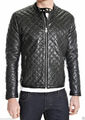 Herren Schwarz 100% Echtleder Slim Fit Steppjacke für Herren Und Jungen Nfs 696