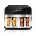 9L Heißluftfritteuse Doppelkammer Dual Airfryer Ölfrei Heißluft Fritteuse XXL
