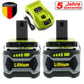 2x 18V 7,0Ah Akku für RYOBI One Plus Lithium HP RB18L50 P108 Batterie/Ladegerät