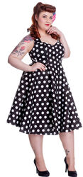 Hell Bunny »MARIAM Polka Dots« 50s SWING KLEID Plus Size - Schwarz Rockabilly