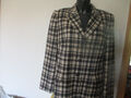 GIL BRET Blazer Jacke Gr 44 Mantelersatz 100 % Schurwolle kariert Anthrazit Beig