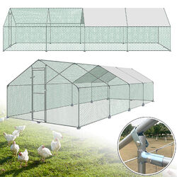 Freilaufgehege Freigehege Hühner Tierlaufstall Hühnerhaus 3x8x2m Hühnerstall TOP