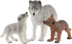 Schleich 42472 - Wild Life, Wolfsmutter mit Welpen, Waldtiere