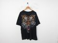 Herren Liquid Blue Bengal Tiger Big Print Schwarz Baumwolle T-Shirt Größe 2XL XXL