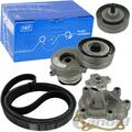 SKF KEILRIPPENRIEMEN-SATZ + WASSERPUMPE SPANNER passend für OPEL ASTRA G 1.7 DTI