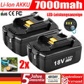 2X 18V 7,0Ah für Makita Akku BL1860B 197422-4 BL1850 BL1830 Lithium mit LED DE