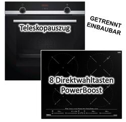 Herdset Siemens Backofen Teleskopauszug + TEKA Induktionskochfeld autark 60cm