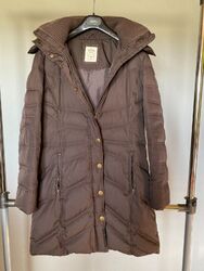 Esprit Damen Winter-Jacke mit Kapuze Daunen Federn Gr. L 40 braun