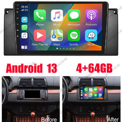 4+64G Android 13 Autoradio Carplay DSP GPS Navi Wifi BT für BMW E39 E53 X5 5er