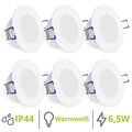 linovum® 6er Set runde LED Einbauleuchte WEEVO 230V IP44 2700K 6,5W extra-flach