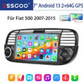 7" Apple Carplay Android 13 2+64G Autoradio GPS Navi WIFI Für Fiat 500 2007-2015