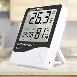 LCD Wetterstation Thermometer Hygrometer Zeit Luftfeuchtigkeit Temperaturmesser