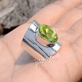 Apfelgrüner Peridot Großer Edelstein 925 Sterling Silber Herren Schmuck Große...