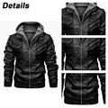 Herren Kunstlederjacke Sweatjacke Bikerjacke Übergangs Mit Kapuze jacke Winter!