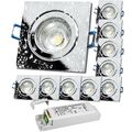 1->10er Sets | 12V IP44 Bad- Dusche- Feuchtraum  | 5W | LED | Chrom | LED Trafo