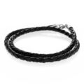 Lederarmband Lederhalskette geflochten schwarz Edelstahl 3mm 4mm 17-80 cm