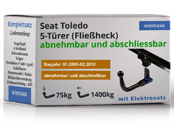 ANHÄNGERKUPPLUNG vert. abnehmbar für Seat Toledo 05-13 +7polig ESatz ABE
