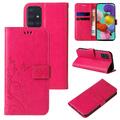 Handy Tasche für Samsung Galaxy A51 Handyhülle Blumen Buch Klapp Cover Case Pink