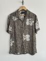 Allsaints Kurzarm Hemd Floral Viskose Hawaii "Kuhi" Leopard mit Blumen