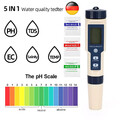 5IN1 PH Wert Wasser Messgerät Digital Messer Tester Aquarium Pool Prüfer pH 0-14