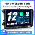 Für VW SKODA SEAT Multimedia Schwarz Carplay 9“Autoradio GPS SWC WIFI NAVI 4+64G