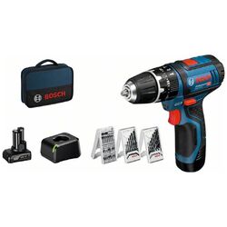 Bosch Akku-Schlagbohrschrauber GSB 12V-15, incl. 2x Akku GBA, Ladegerät, 39-tlg