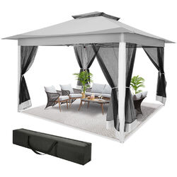 Pavillon 3,6x3,6m Pop-Up Gartenzelt Faltpavillon Sonnenschutz Pergola Pavillion