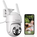 2K Überwachungskamera Aussen-WLAN IP Kamera 360° PTZ 3MP Kamera Nachtsicht Weiß