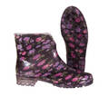 G&G Damen Gummistiefel, Stiefelette PAOLA schwarz/lila Blumen Gr. 38, 39, 40, 42