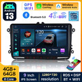 4+64G Android13 Autoradio Carplay Navi Für VW GOLF 5 6 Passat Touran Tiguan Polo