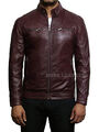 Herren Multi-Pocket Biker 100 % echtes Lammfell Lederjacke Partykleidung modern