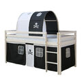 Hochbett 90x200 Kinder Weiß Bett Holz Stockbett Vorhang Tunnel Pirat Homestyle4u