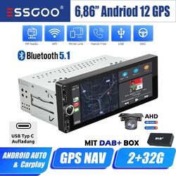 DAB+ Carplay 1 DIN Android 13 Autoradio Mit Bluetooth GPS Nav RDS WIFI SWC +Kam