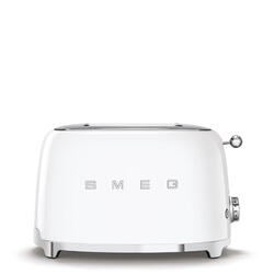 SMEG Toaster 2-Schlitz kompakt 50's Style TSF01WHEU, Weiß, Hochglanz