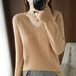 Warmer Kaschmirpullover Für Damen Pullover Mit V-Ausschnitt Lässig Gestrickt §