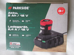 PARKSIDE 12 V Akku PAPK 12 A4, 2 Ah und Ladegerät PLGK 12 A3 Neu und OVP