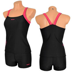 Reebok Tankini 2-tlg. Set Badeanzug Bikini Top Hotpants Short schwarz/pink 36 S