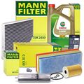 MANNFILTER INSPEKTIONSPAKET+5L CASTROL EDGE FST 5W-30 LL FÜR AUDI A4 8K B8 