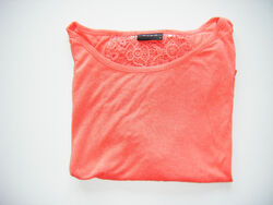 TOP Trendiges Shirt   #  VILA  #   Gr. 38 / M  orange  mit Spitzeneinsatz