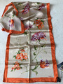 CODELLO Schal Seide unbenutzt Blumenmuster orange beige mehrfarbig handrolliert